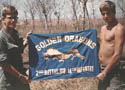 Larry Ramsey, Tom Ochtner with Battalion banner