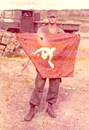 William Bullock with Communist flag